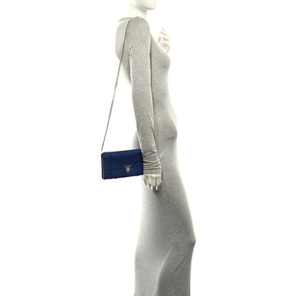 Christian Dior Grained Calfskin Diorama Croisiere Chain Wallet Blue 2 of 10