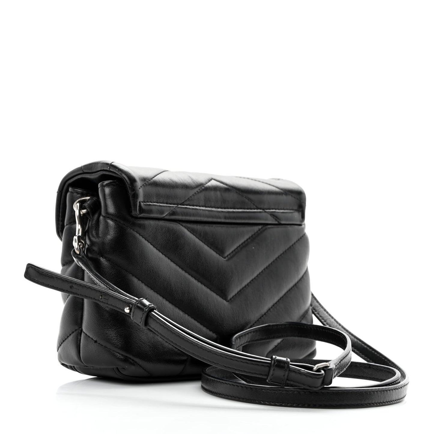 Calfskin Y Quilted Monogram Toy Loulou Crossbody Bag Black