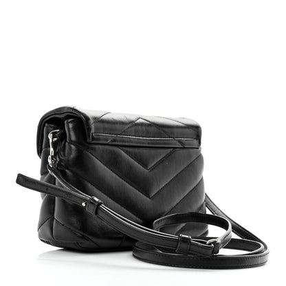 Saint Laurent Calfskin Y Quilted Monogram Toy Loulou Crossbody Bag Black 3 of 12