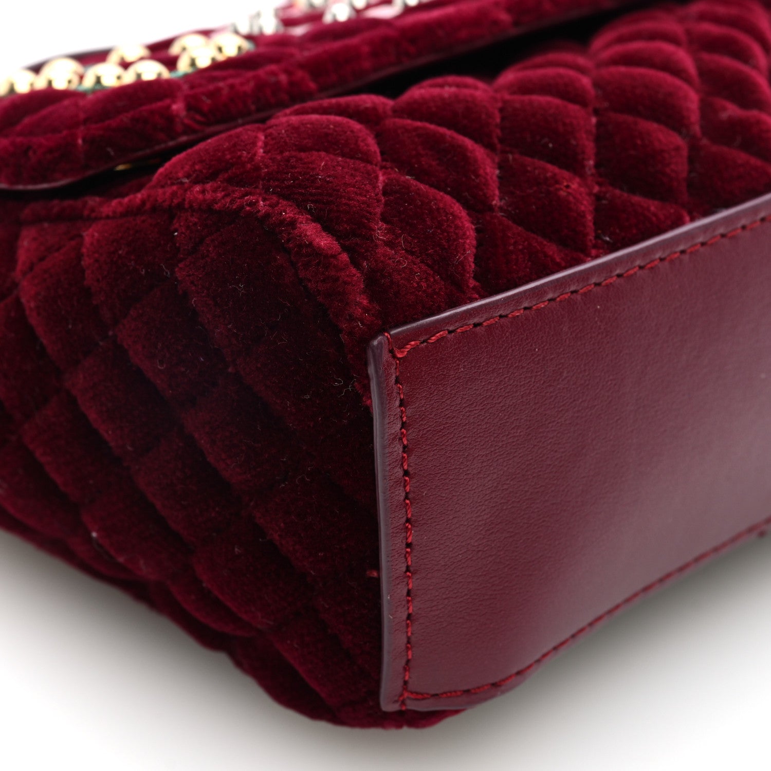 Dolce & Gabbana Velvet Quilted Embellished DG Childrens Top Handle Bag Burgundy 8 of 9