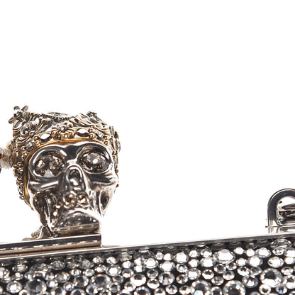 Alexander McQueen Crystal Nappa Queen and King Skull Box Chain Clutch Black Silver 11 of 13