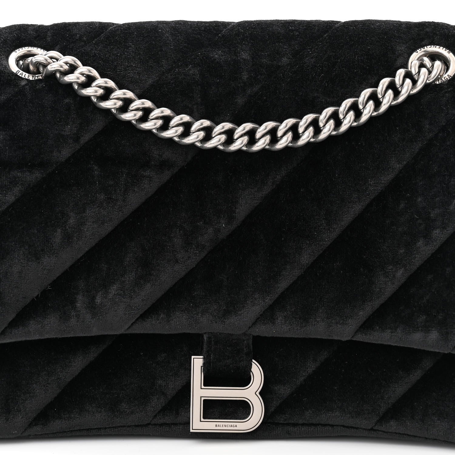 Balenciaga Crushed Velvet Quilted Medium Crush Chain Bag Black 8 of 10
