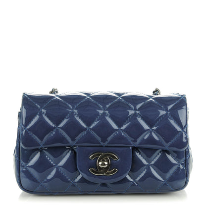 Chanel Patent Calfskin Quilted Mini Rectangular Flap Blue 1 of 8