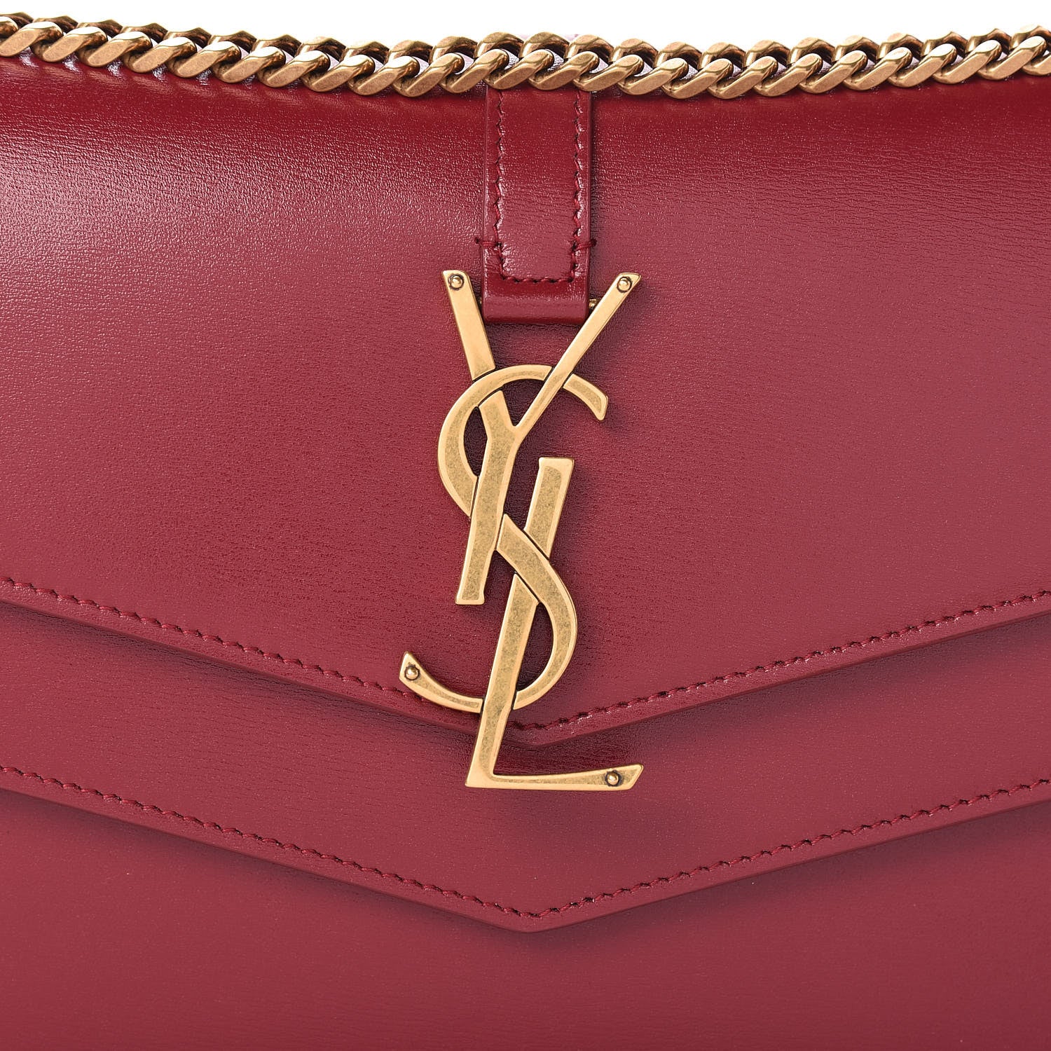 Saint Laurent Smooth Calfskin Monogram Sulpice Chain Wallet Amaretto 9 of 11