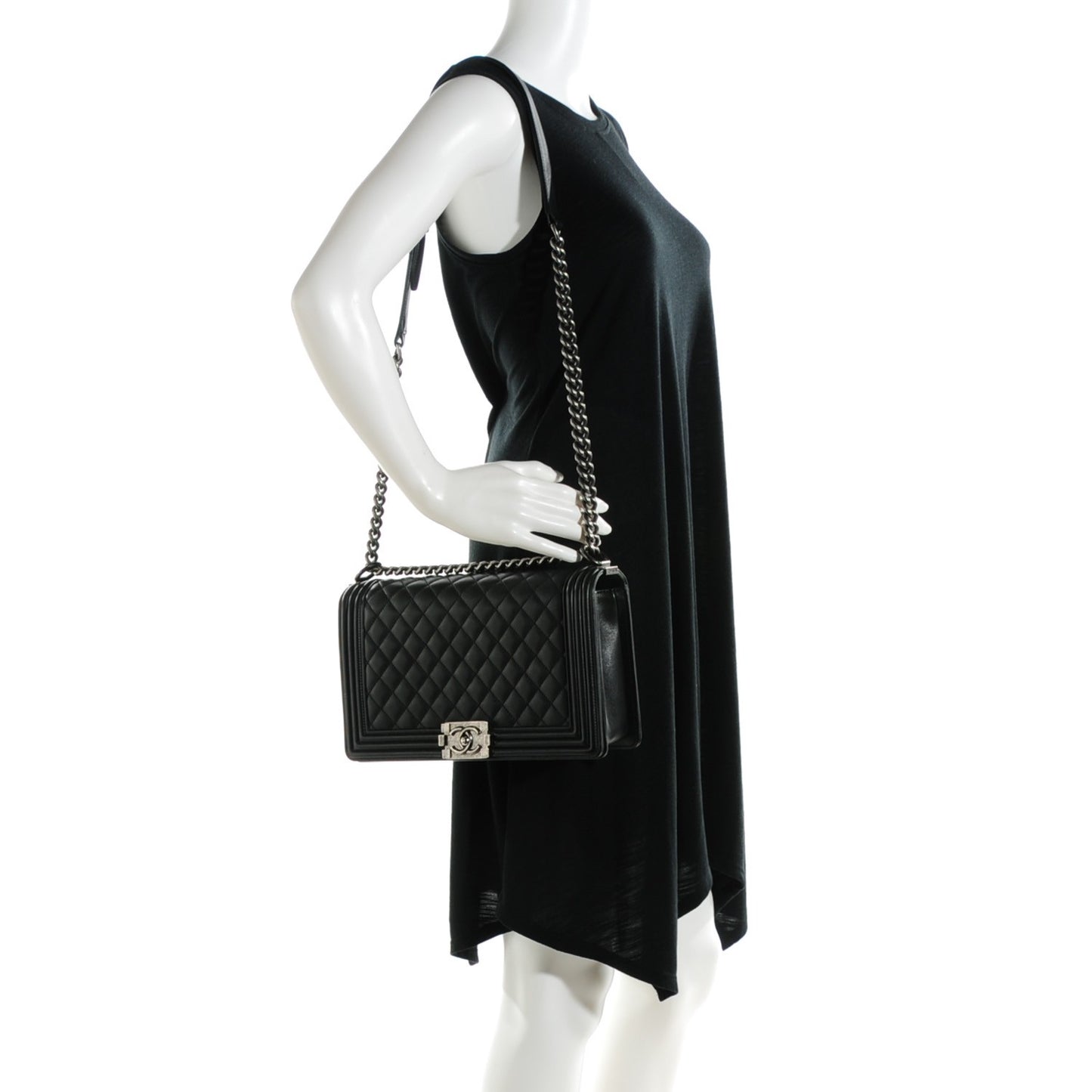 Calfskin Quilted New Medium Boy Flap Black