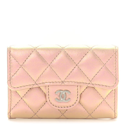 Chanel Iridescent Calfskin Quilted Flap Card Holder Wallet Pink 1 of 9