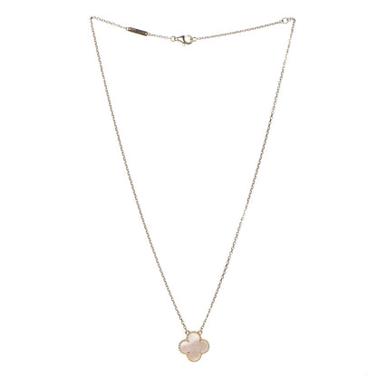 Van Cleef & Arpels 18K Yellow Gold Mother of Pearl Vintage Alhambra Pendant Necklace 3 of 8