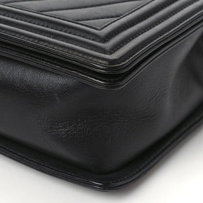 Chanel Calfskin Chevron Quilted New Medium Boy Flap Black 8 of 12