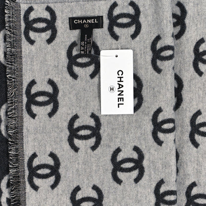 Chanel Wool Cashmere CC Scarf Grey 3 of 3
