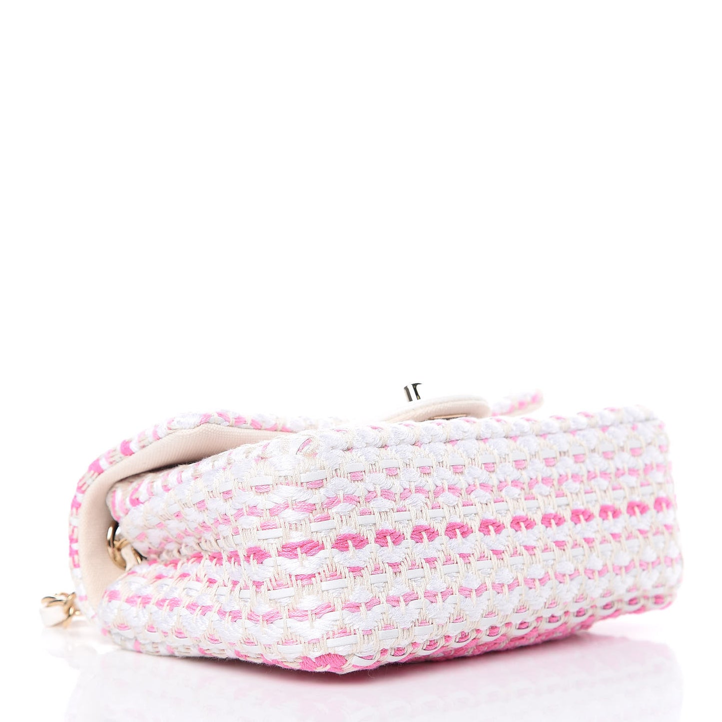 Lambskin Cotton Woven Mini Flap Pink White