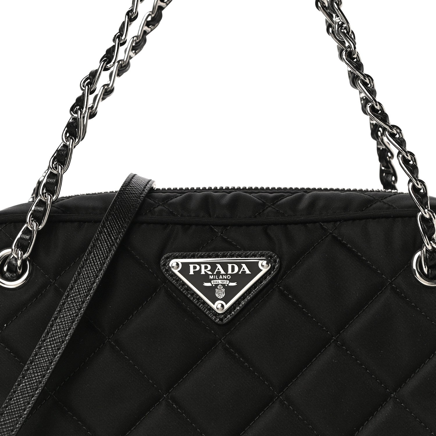 Prada Nylon Tessuto Impuntu Quilted Chain Crossbody Black 6 of 8