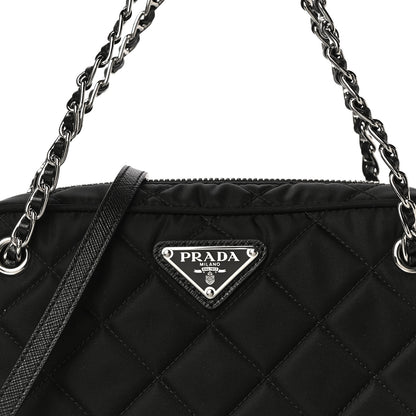 Prada Nylon Tessuto Impuntu Quilted Chain Crossbody Black 6 of 8