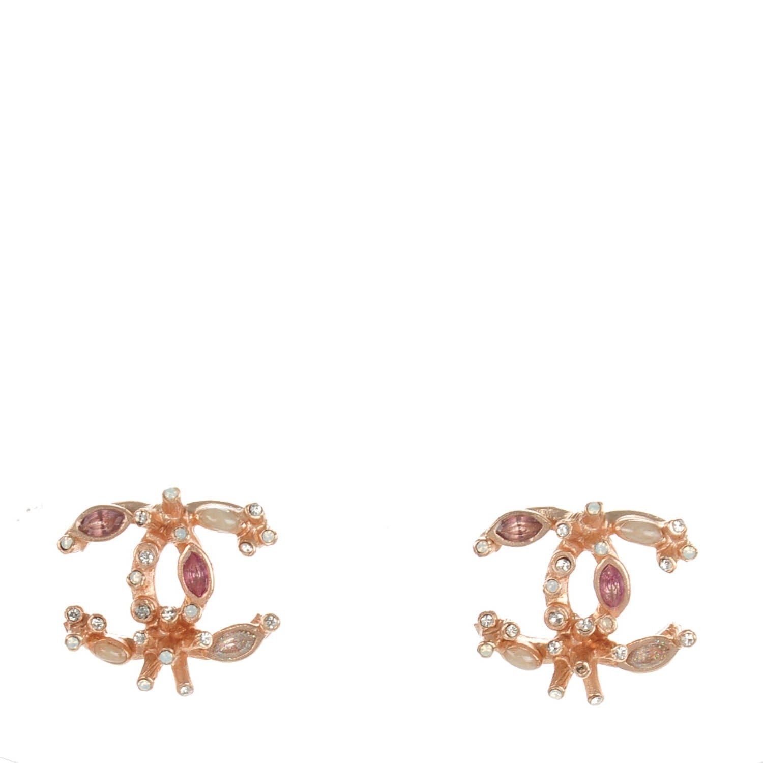 Chanel Crystal CC Earrings Pink 1 of 5