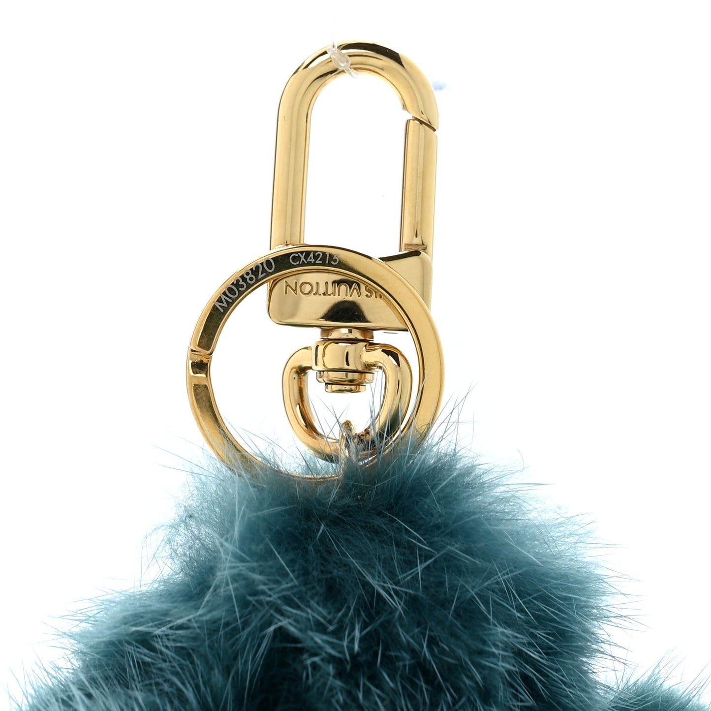 Calfskin Mink Fur Vivienne Bag Charm Key Holder Blue