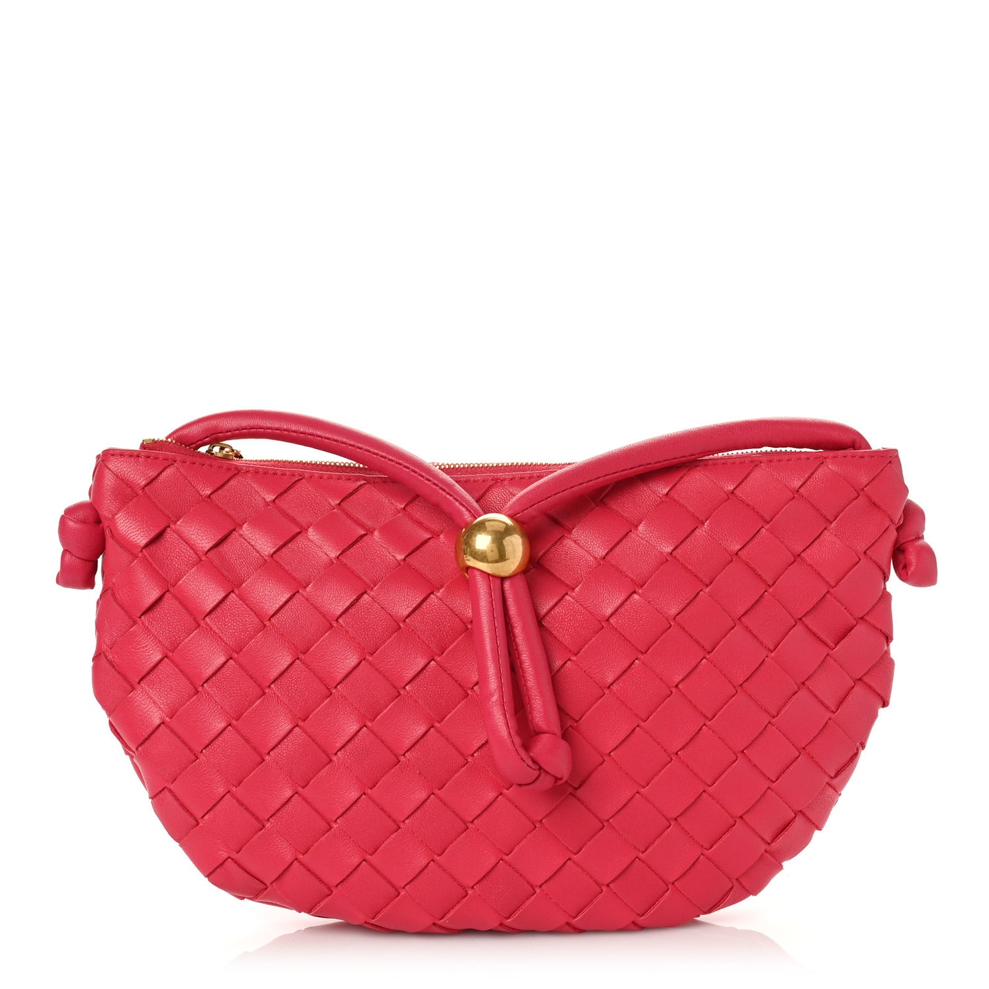 Nappa Intrecciato Small Turn Pouch Cranberry
