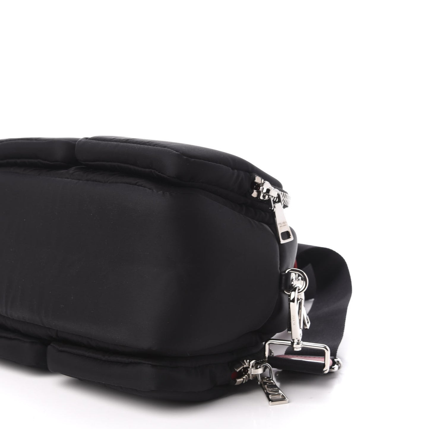 Tessuto Nylon Pocket Top Handle Cargo Shoulder Bag Black Fuoco