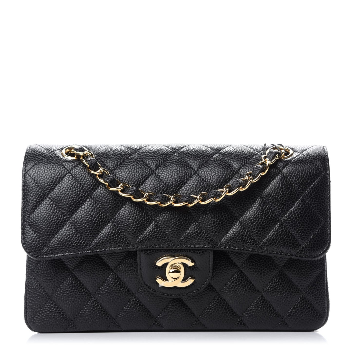 Caviar Quilted Small Double Flap Black
