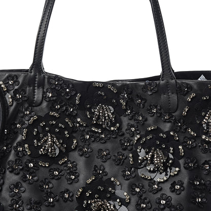 Valentino Garavani Vitello Crystal Floral Tote Black 8 of 8