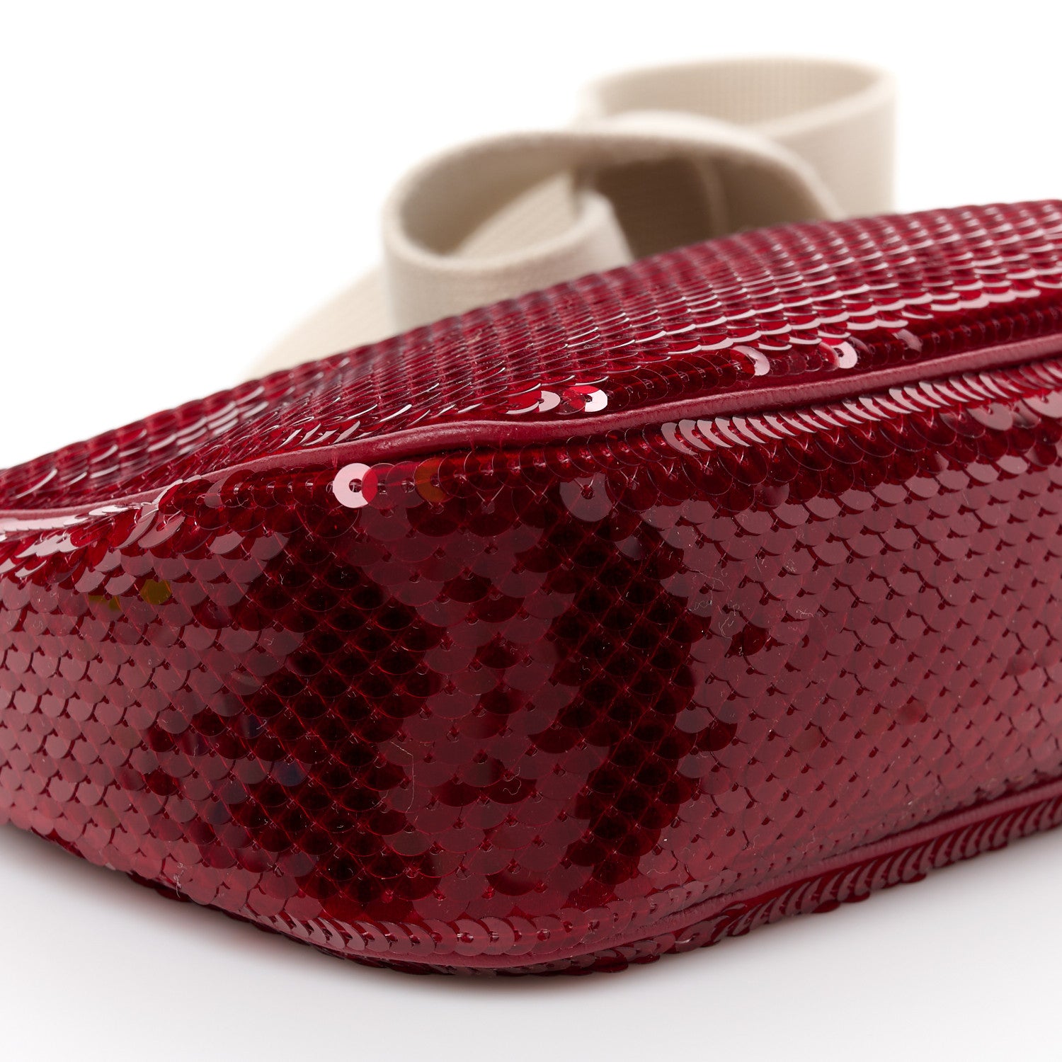 Gucci Sequin Textured Dollar Calfskin Strawberry Small Ophidia GG Handbag Red 9 of 10