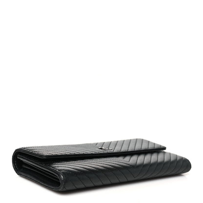 Chanel Lambskin Chevron Quilted Large Gusset Flap Wallet So Black 4 of 9