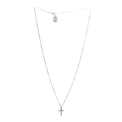 Cartier 18K White Gold Diamond Symbols Cross Pendant Necklace 3 of 6
