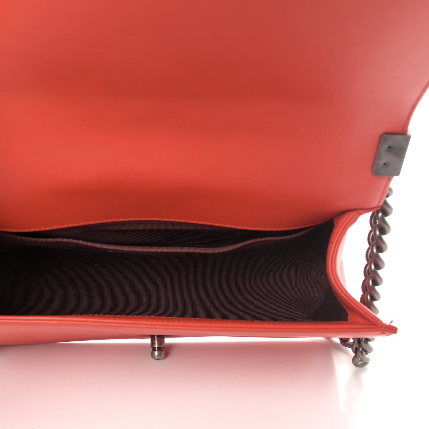 Wrinkled Lambskin Chevron Quilted Medium Boy Flap Orange