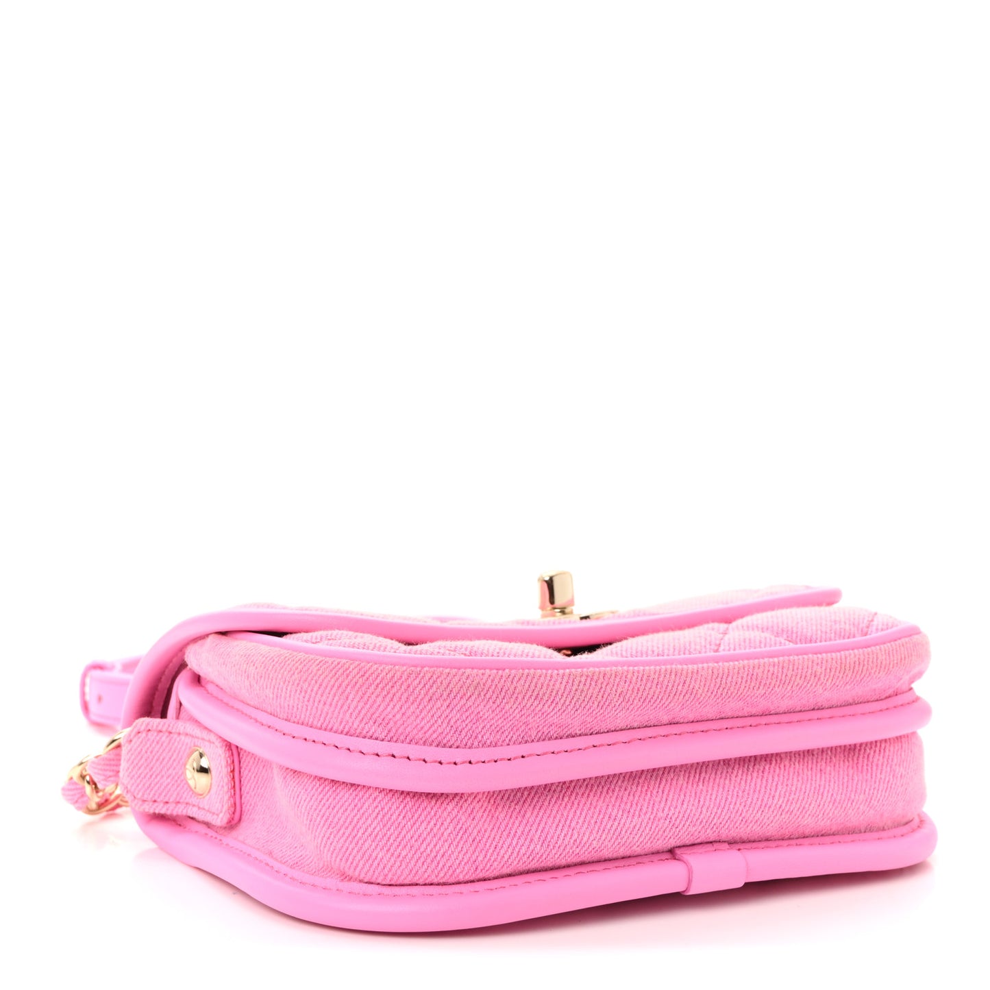 Denim Quilted Mini Messenger Flap Neon Pink