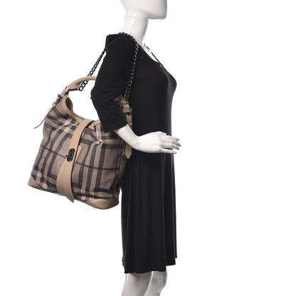 Burberry Smoked Check Medium Weatherby Hobo Trench 3 of 16