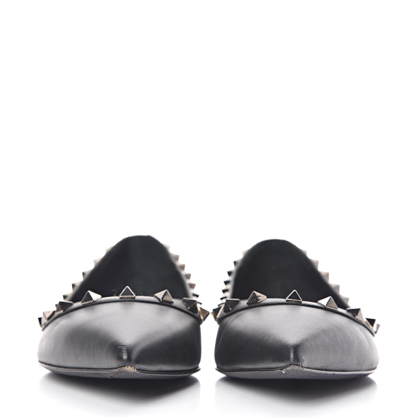 Calfskin Rockstud Ballerina Flats 38 Black