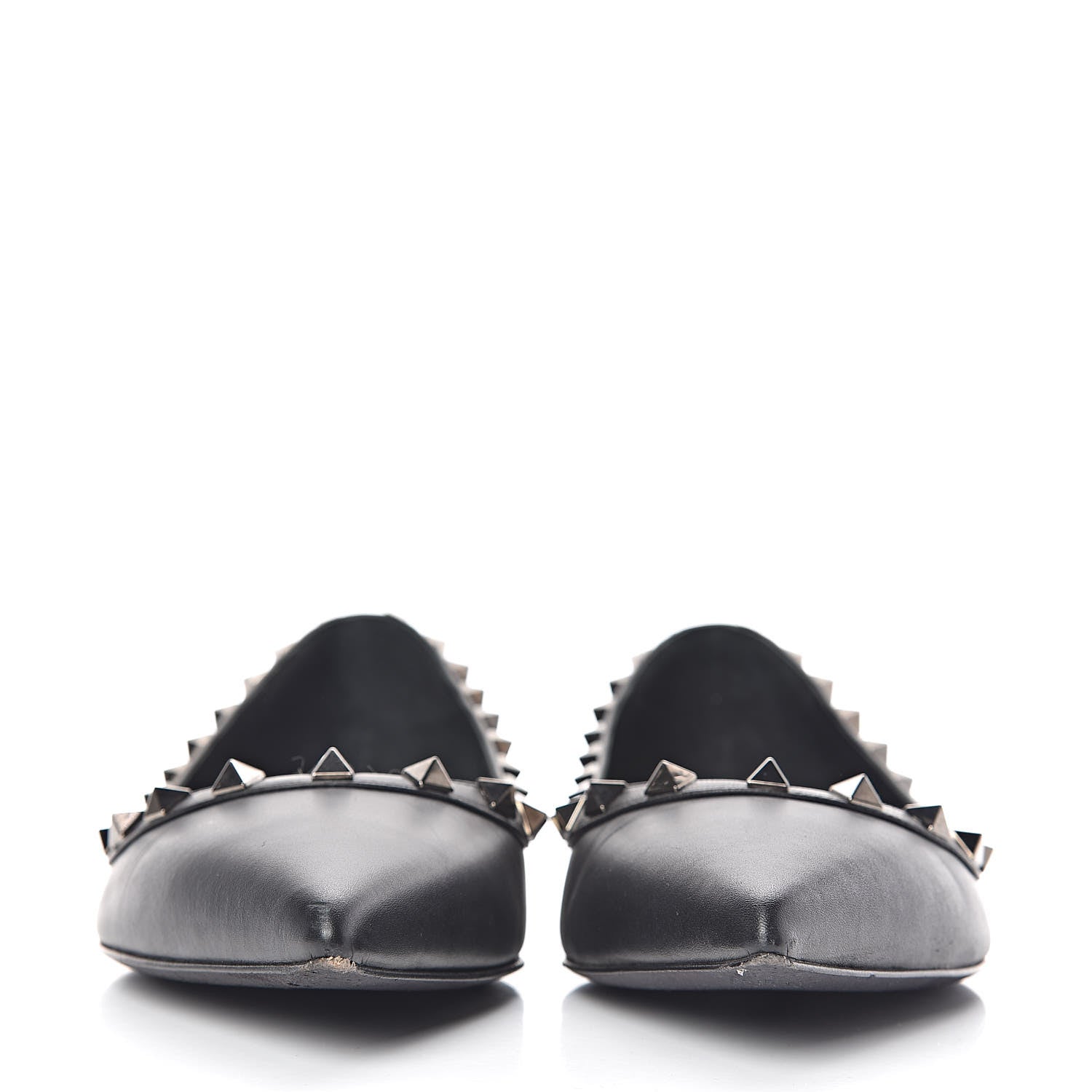Valentino Garavani Calfskin Rockstud Ballerina Flats 38 Black 2 of 13
