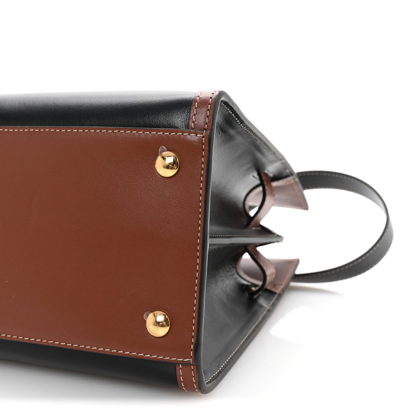Calfskin Vintage Check Small Two Handle Title Bag Black