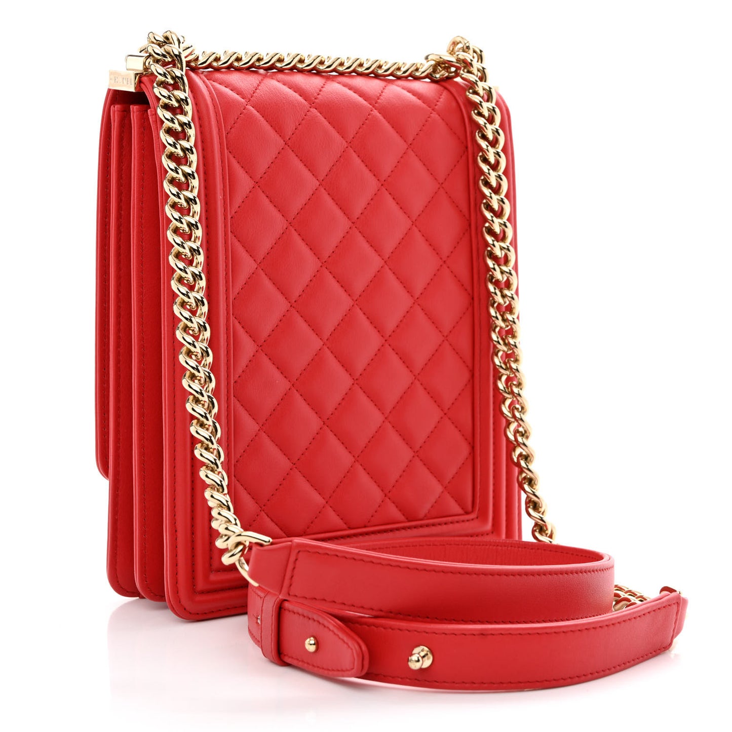 Caviar Quilted North South Boy Flap Red