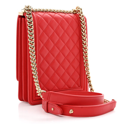 Chanel Caviar Quilted North South Boy Flap Red 3 of 12