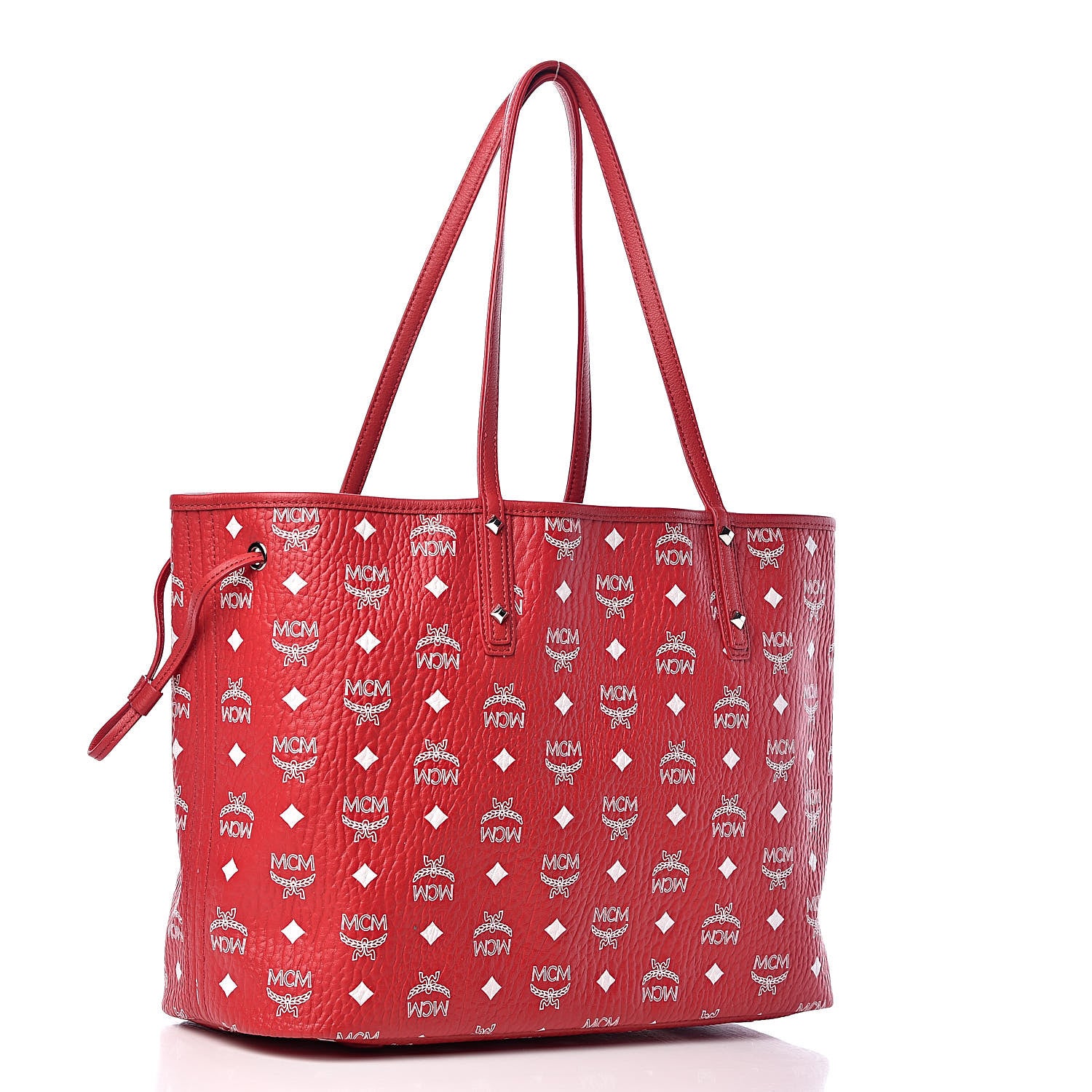 MCM Visetos Medium Liz Reversible Shopper Tote Ruby Red 4 of 14
