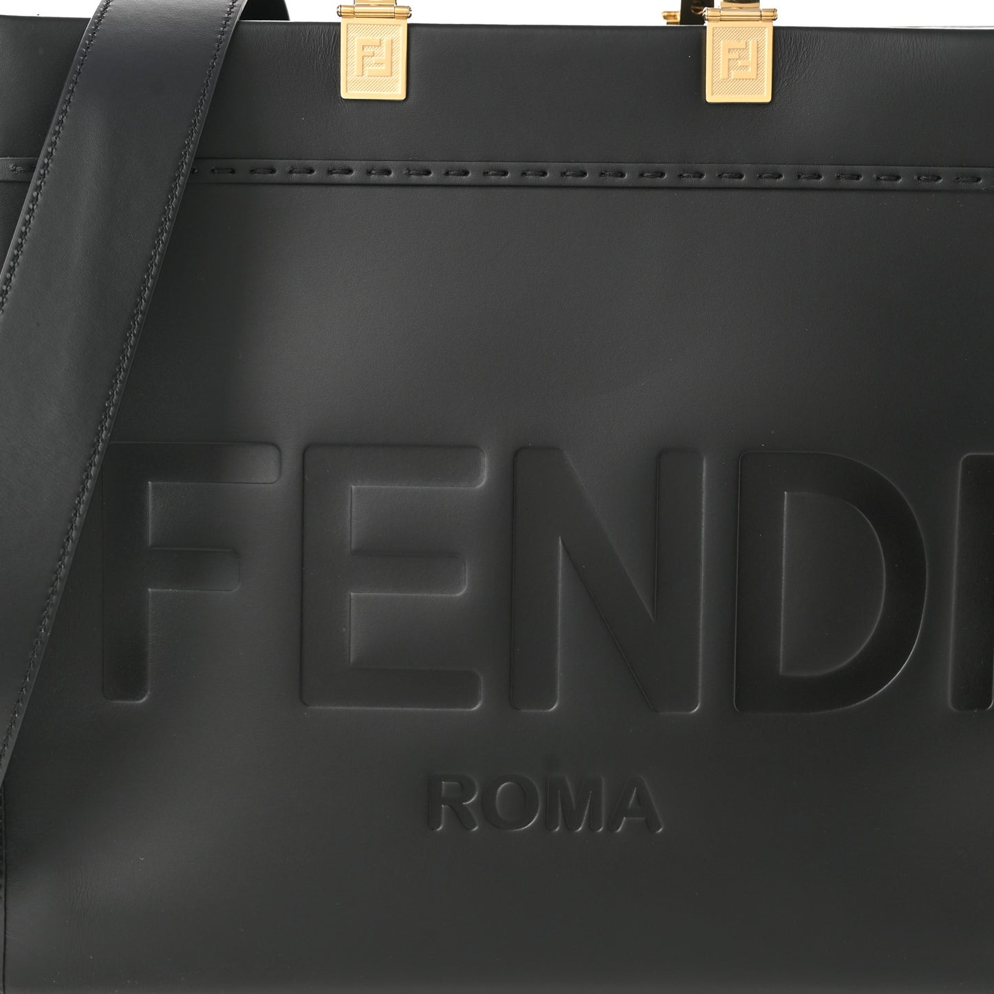 Vitello King Plexiglass Medium Fendi Sunshine Shopper Tote Black