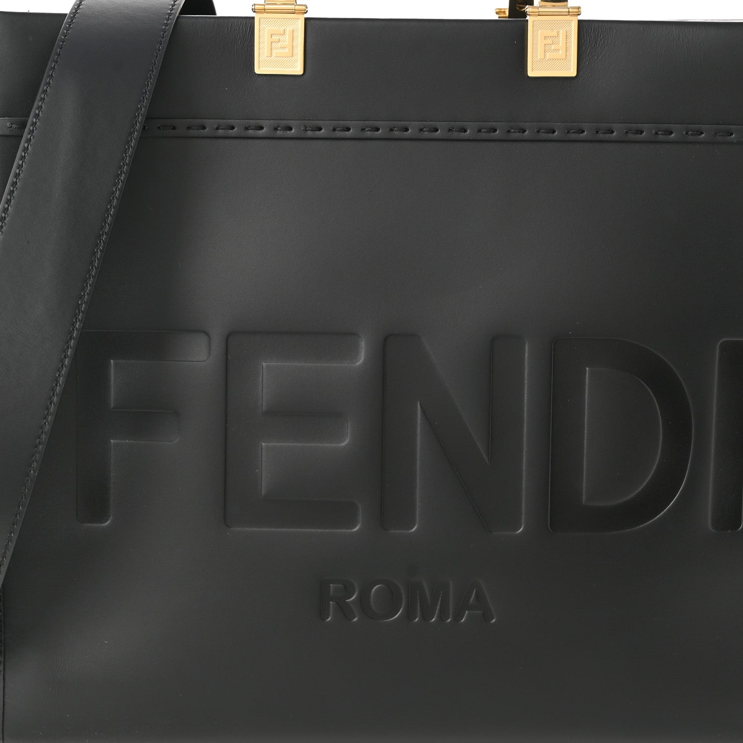 Fendi Vitello King Plexiglass Medium Fendi Sunshine Shopper Tote Black 8 of 10