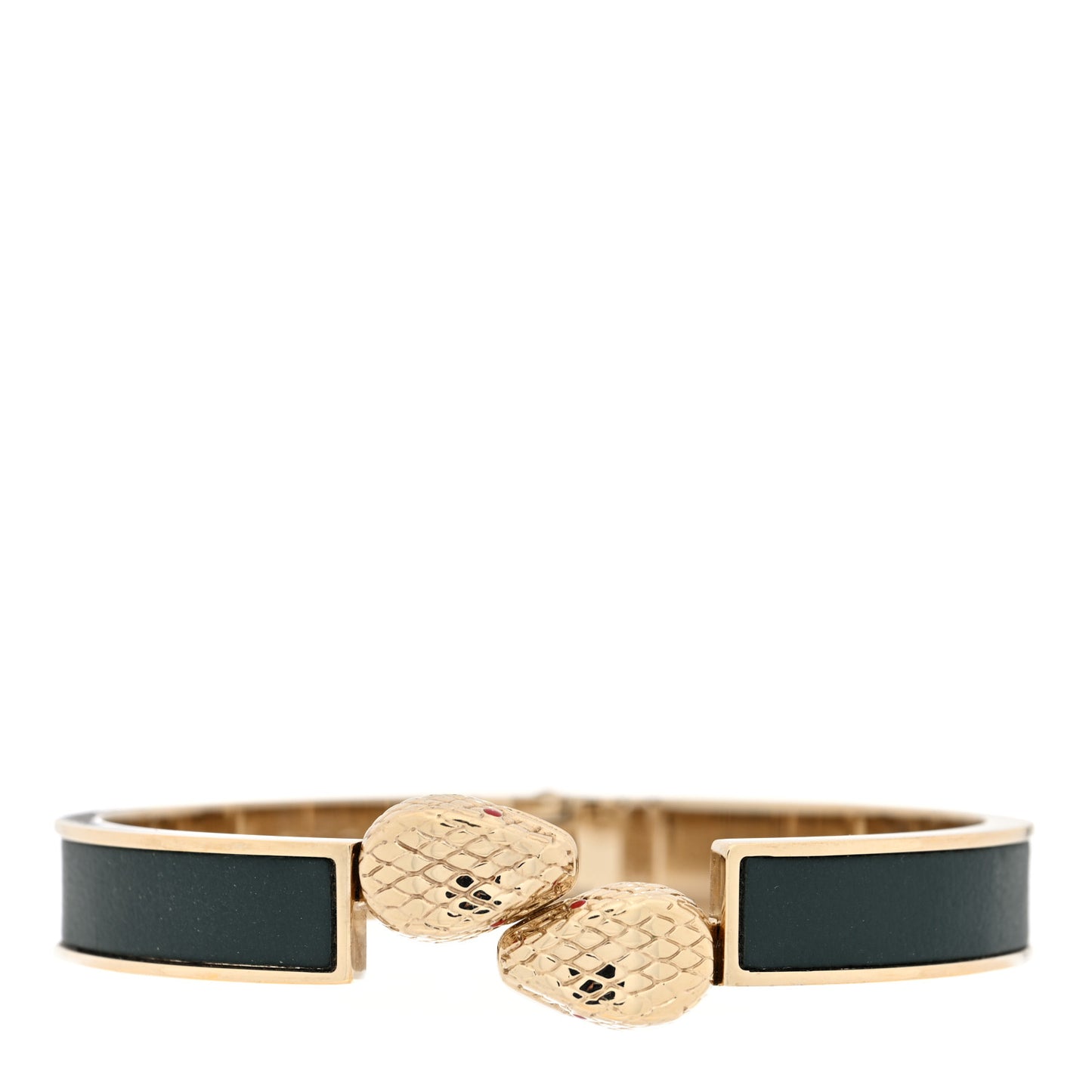 Metal Calfskin Serpenti Forever Bangle Bracelet Green