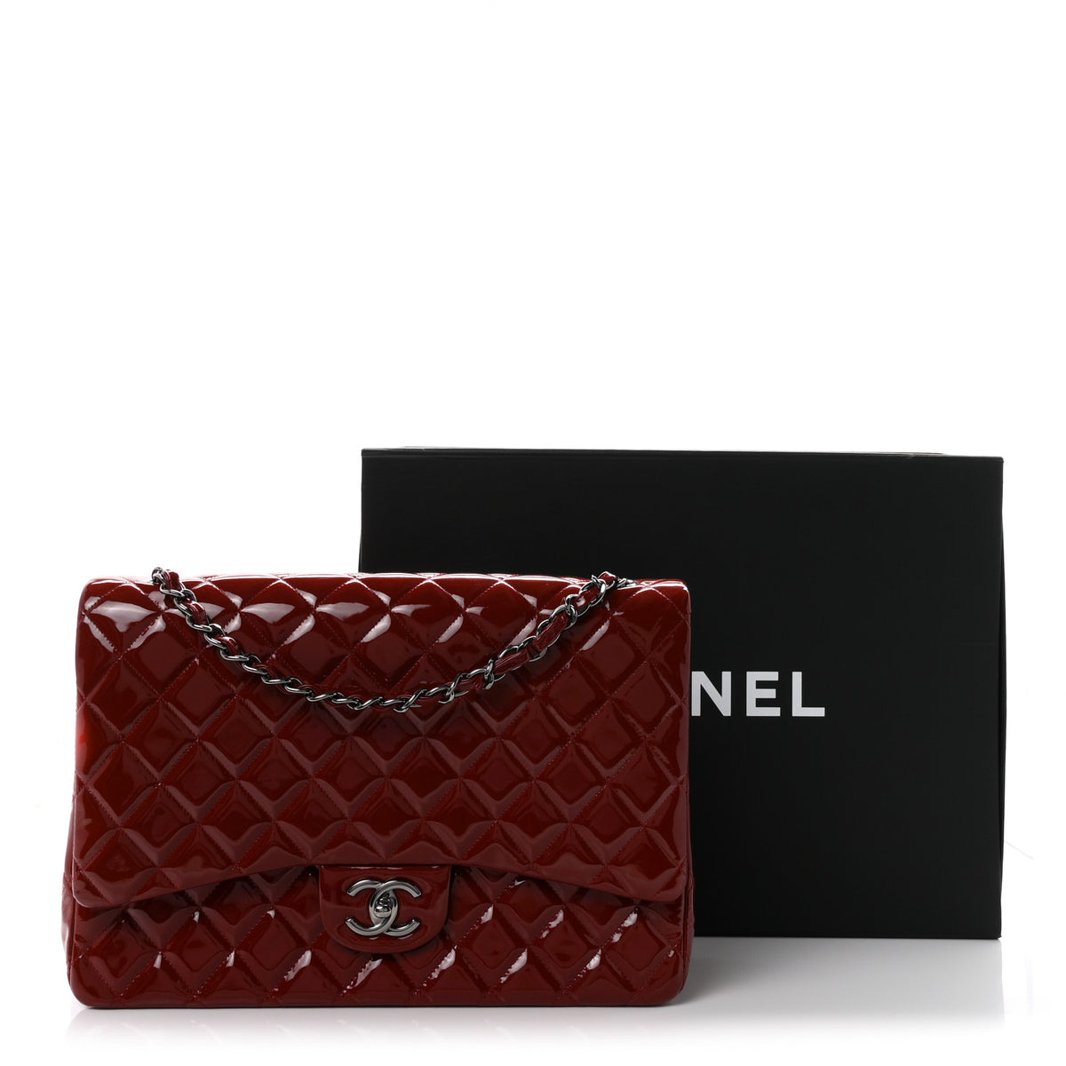 Chanel Patent Quilted Maxi Double Flap Red 11 of 11