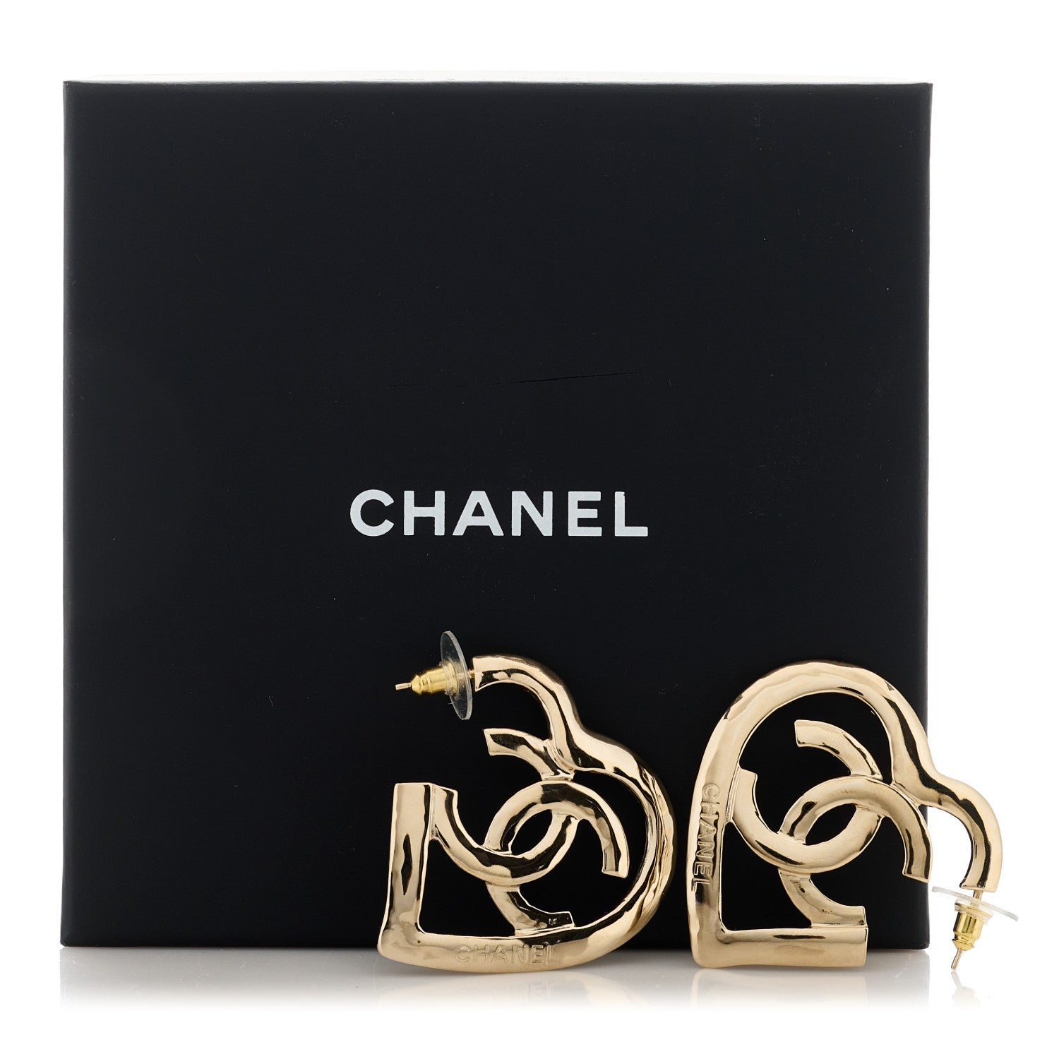 Chanel Metal CC Heart Coco In Love Hoop Earrings Gold 5 of 5
