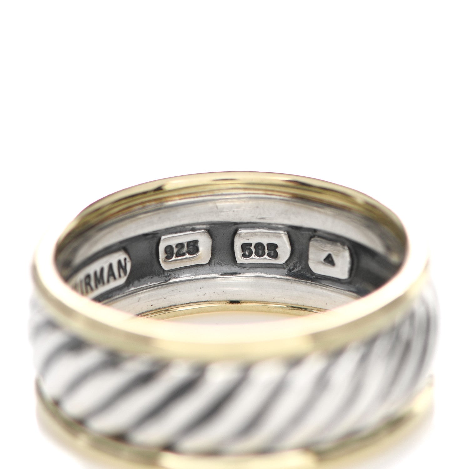 David Yurman Sterling Silver 14K Yellow Gold Cable Band Ring 62 10 4 of 5
