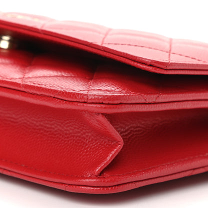 Chanel Caviar Quilted Wallet On Chain WOC Red 11 of 13