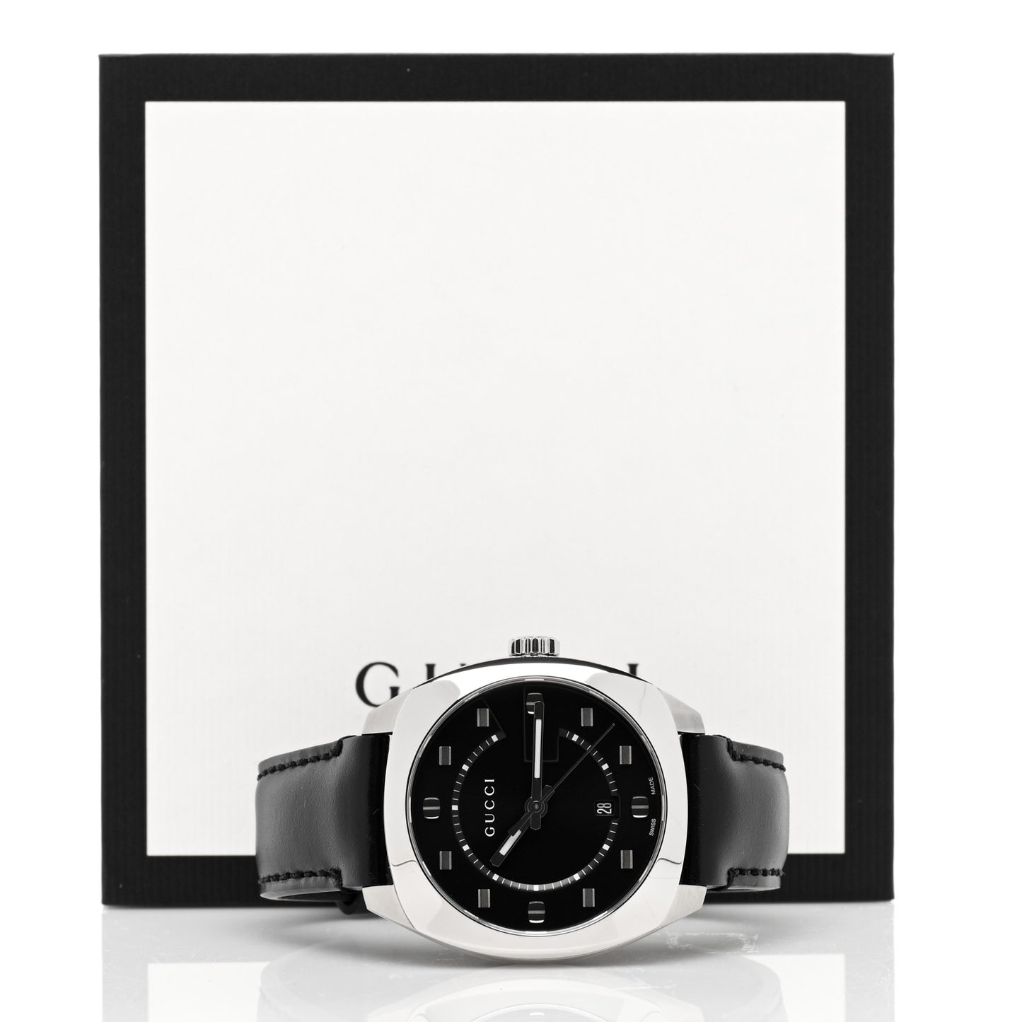 Stainless Steel Calfskin 40mm GG2570 Quartz Watch Black
