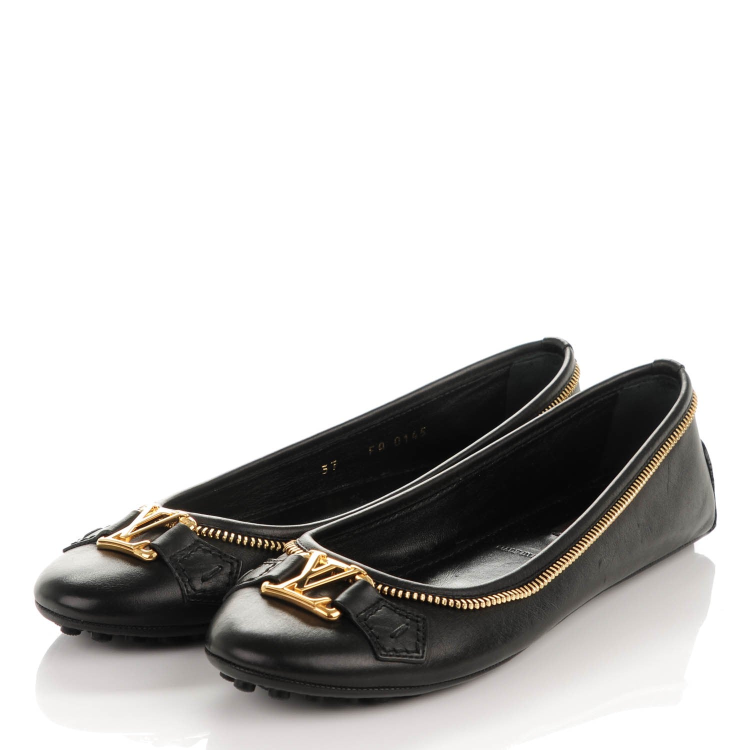 Louis Vuitton Calf Zip Oxford Ballerina Flats 37 Black 3 of 7