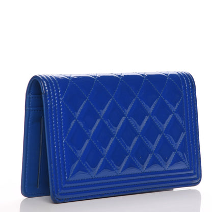 Chanel Patent Calfskin Quilted Boy Yen Wallet Dark Blue 3 of 20
