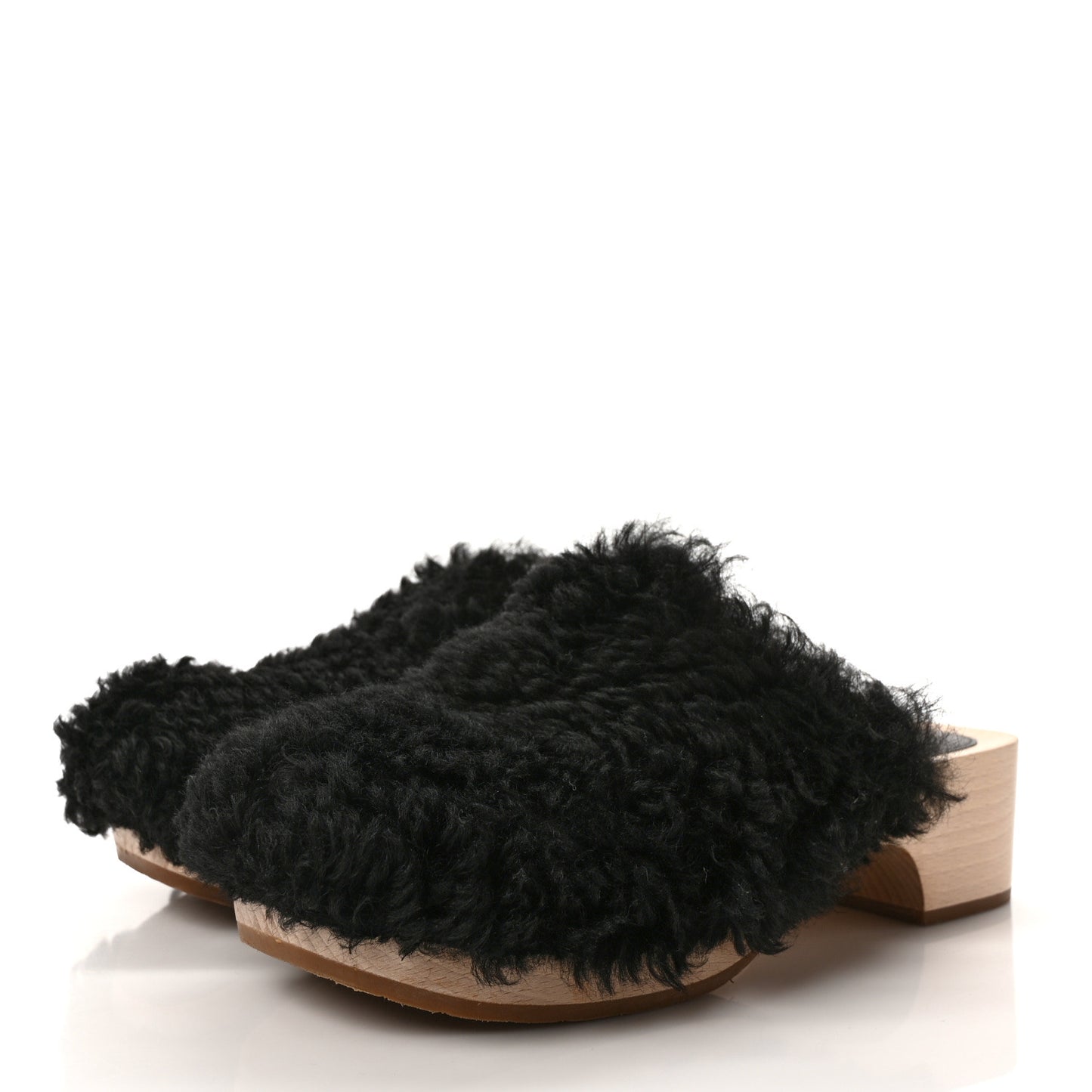 Shearling Lambskin Clogs 40 Black