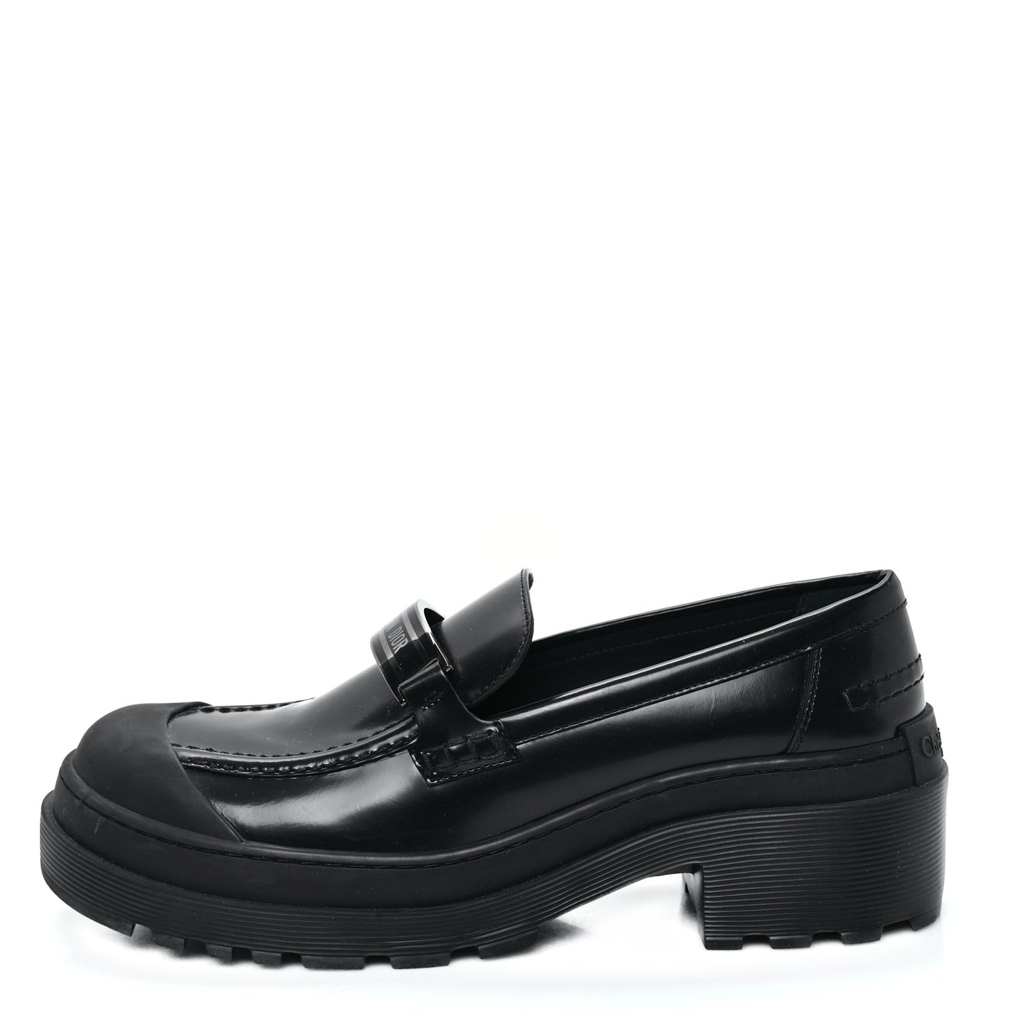 Brushed Calfskin Dior Code Lug Sole Platform 35mm Loafers 41 Black