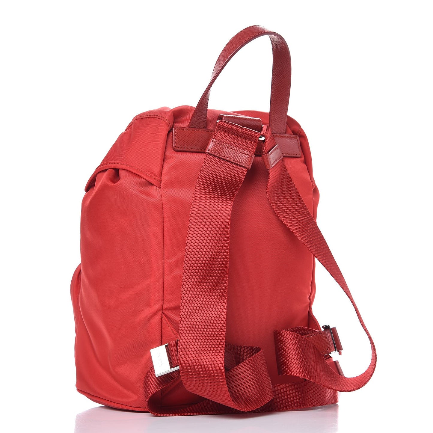 Tessuto Nylon Vela Saffiano Mini Single Snap Buckle Backpack Rosso