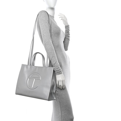 Telfar Metallic Vegan Leather Medium Shopping Bag Silver 2 of 10