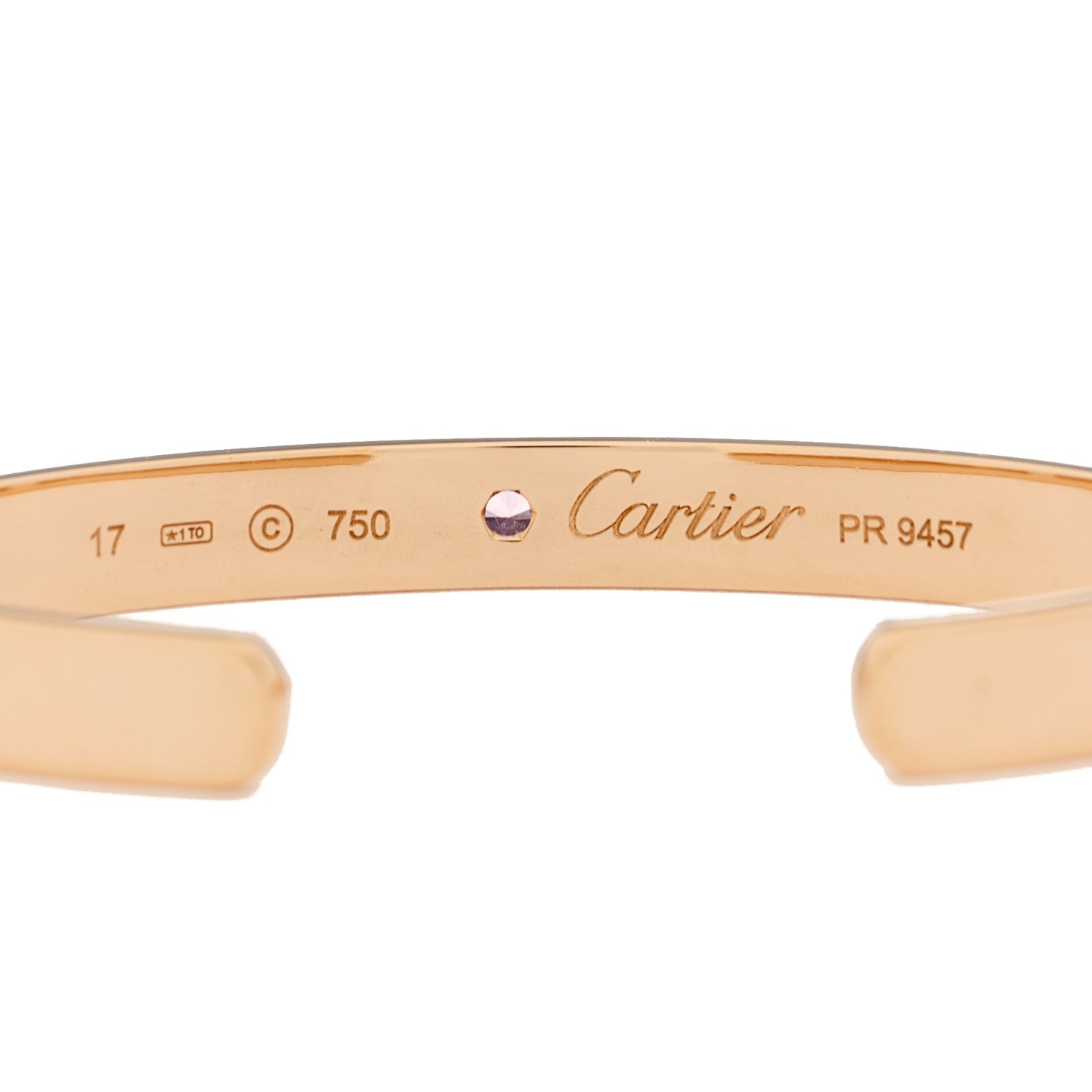 Cartier 18K Pink Gold Pink Sapphire LOVE Cuff Bracelet 17 3 of 3