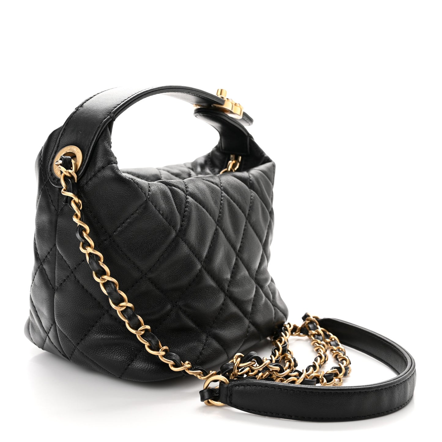 Lambskin Quilted Small Perfect Meeting Hobo Black